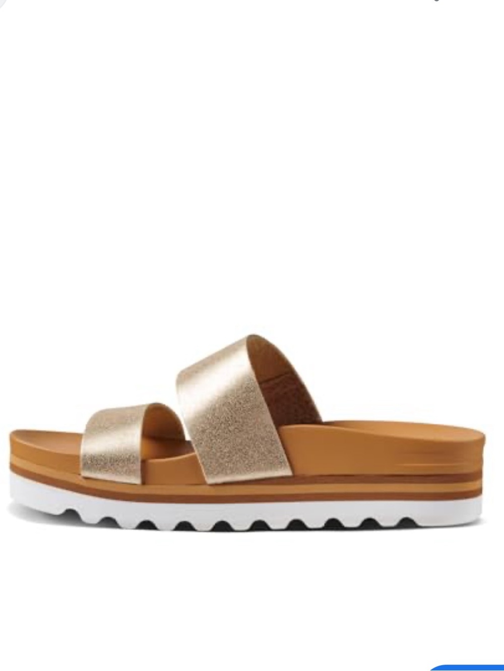 Reef Cushion Vista Hi Women's Arch Support Sandals tan and gold metallic size 9